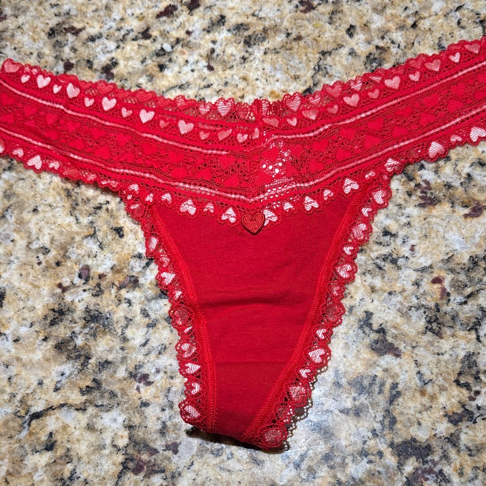 Victoria's Secret Red Lace Heart Panties